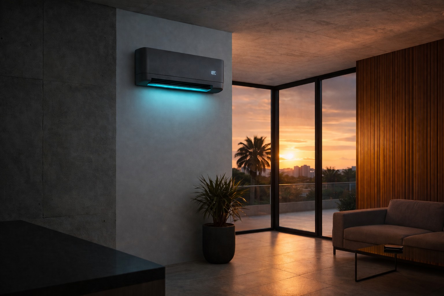 Instalación de aire acondicionado split en vivienda moderna en Murcia